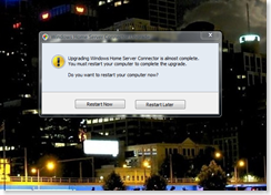 WHS automatically updated the Connector Software