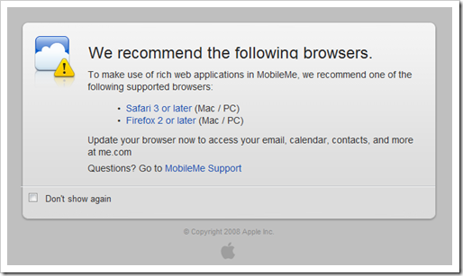 MobileMe on IE8