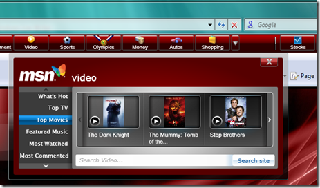 MSN Toolbar - Videos