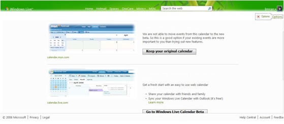 Calendar First time start