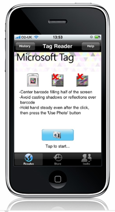 Microsoft Tag runnong on the iPhone