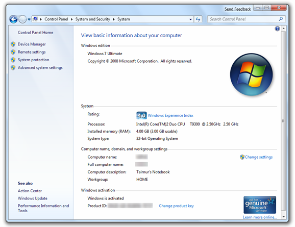 Windows 7 Build 7022 - System
