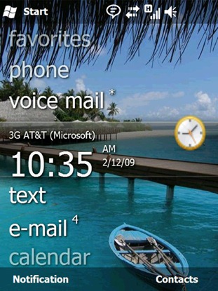 Windows Mobile 6.5 (home screen)