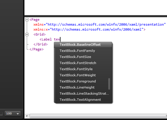 Kaxaml - intellisense