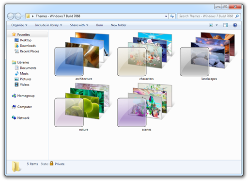 Windows 7 Build 7068 Themes Pack