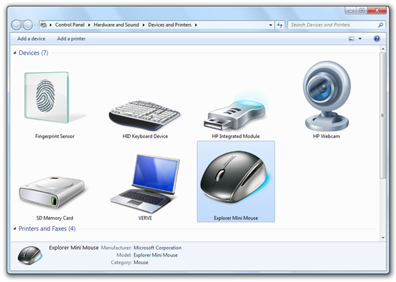 Explorer Mini Mouse in Windows 7 Device Stage Explorer Mini Mouse in Windows 7 Device Stage