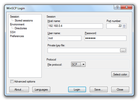 WinSCP on Windows