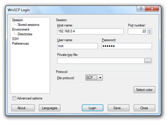 Description of WinSCP settings