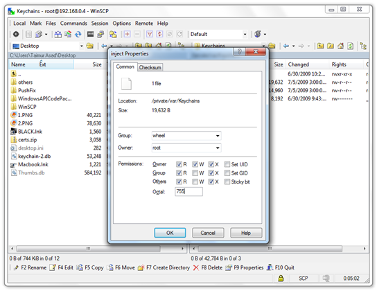 changing pushfix permission