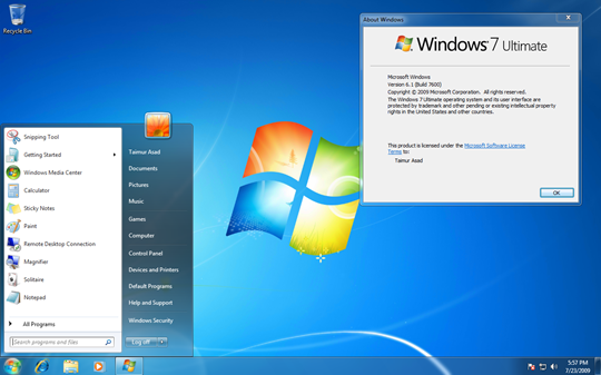 Windows 7 RTM Build 7600.16385