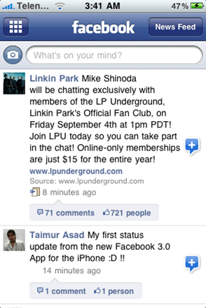 Facebook 3.0 for iPhone