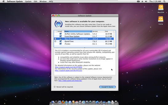 Mac OS X 10.5.8 Update Mac OS X 10.5.8 Update