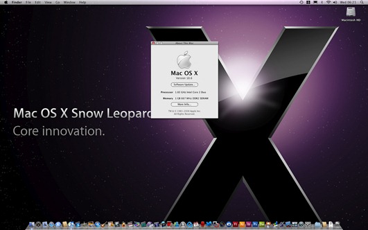 OS X Snow Leopard 10A432 Screenshot