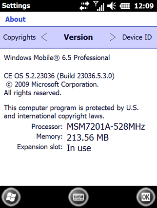 Windows Mobile 6.5 Build 23036