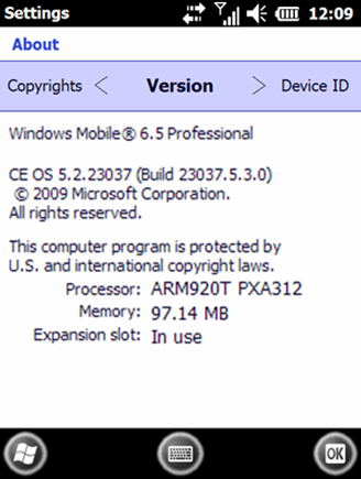 Windows Mobile 6.5 Build 23037