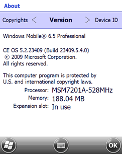 Windows Mobile 6.5 Build 23409