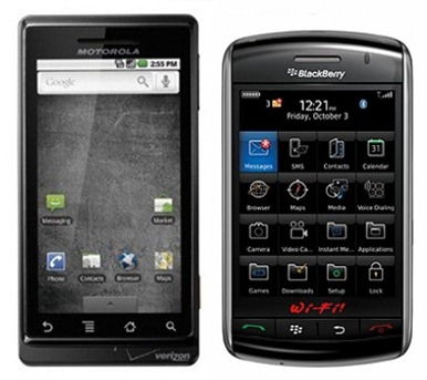 Motorola Droid and BlackBerry Storm 2