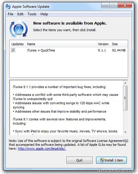 iTunes 9.1.1 iTunes 9.1.1