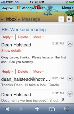 Hotmail on iPhone