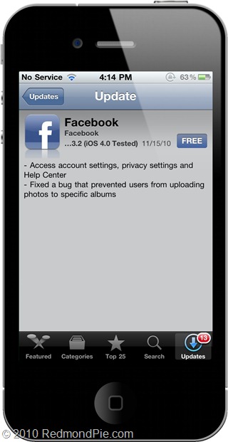 Facebook 3.2.2 for iPhone