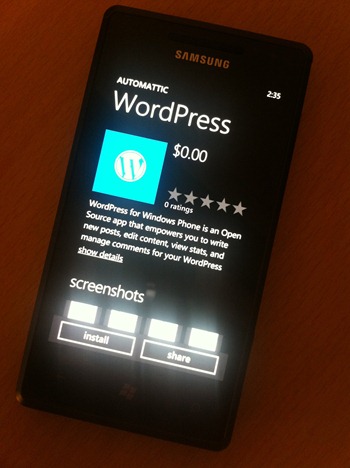WordPress for WP7 11 WordPress for Windows Phone 7