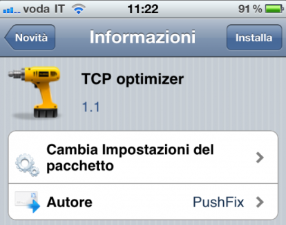 TCP Optimizer running on an iPhone
